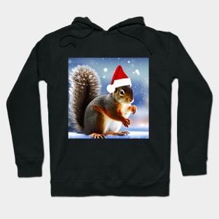 Squirrel with Christmas Hat Hoodie